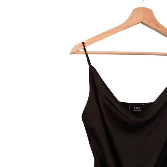 Vici Treat Satin Cowl Neck Romper in Black Size Extra Large - Picture 8 of 11